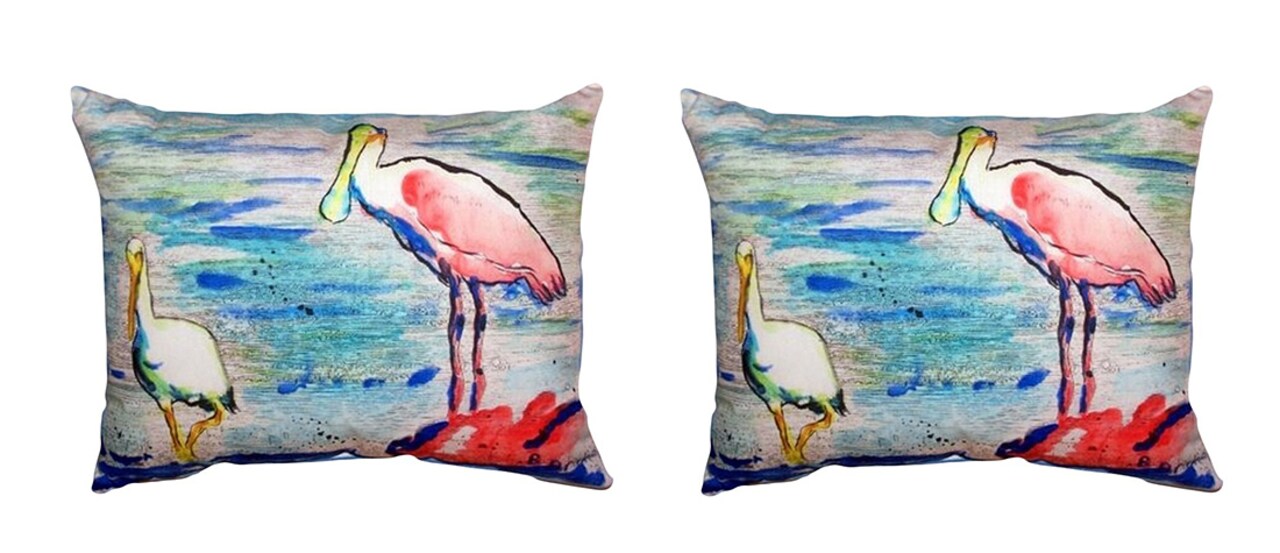 Pair of Betsy Drake Spoonbill & Ibis No Cord Pillows 16 Inch X 20 Inch